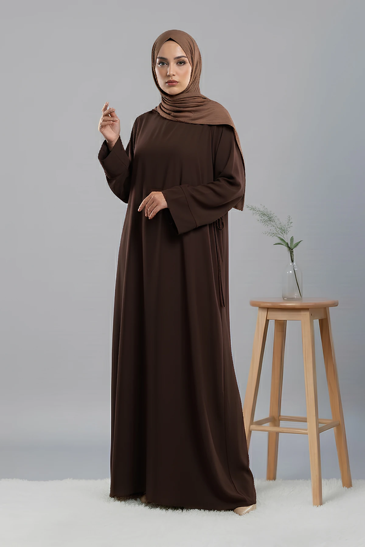 Basic Yandan Bağlamalı Medine Ferace - Acı Kahve