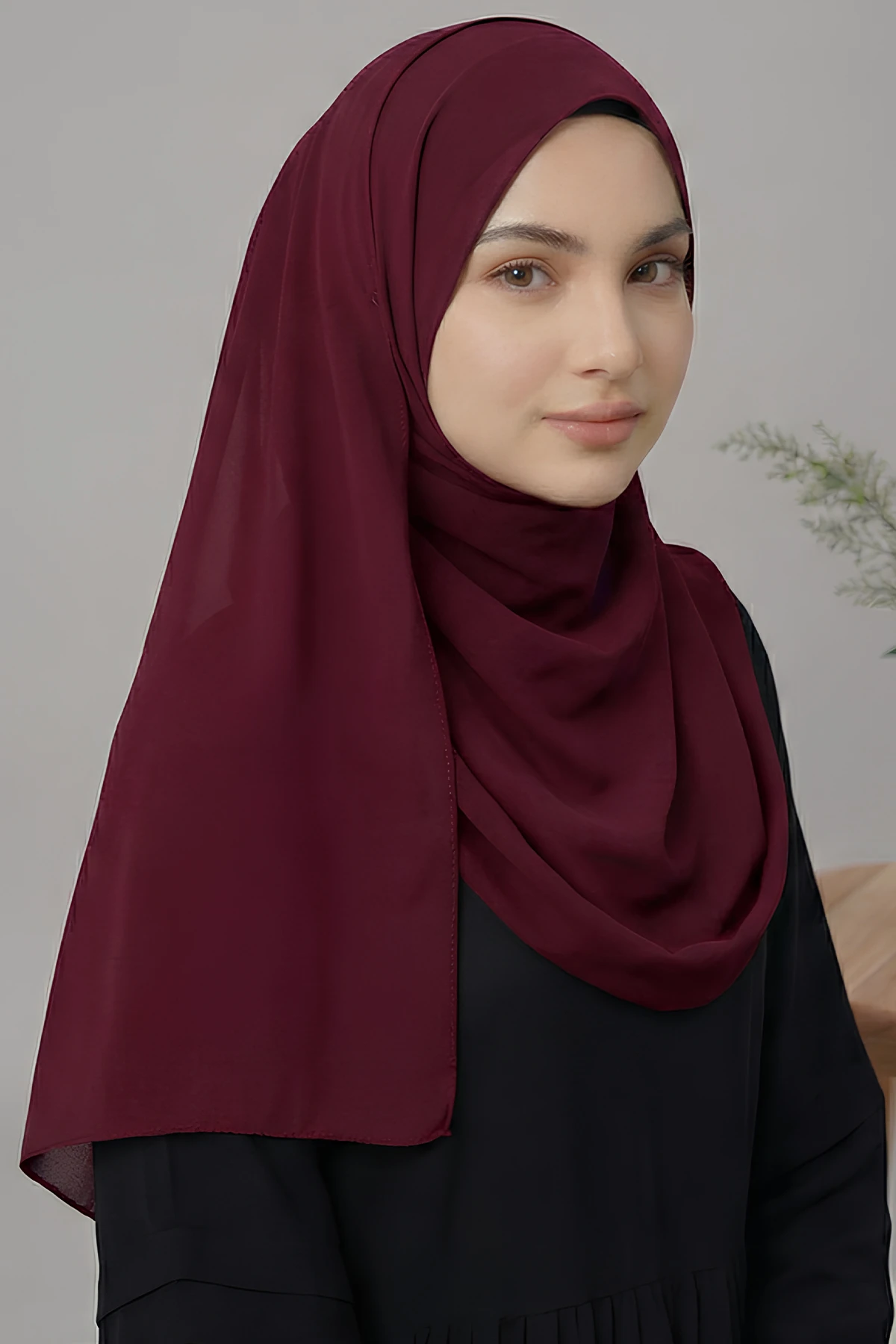 Medine İpeği Büyük Boy Şal - Vişne