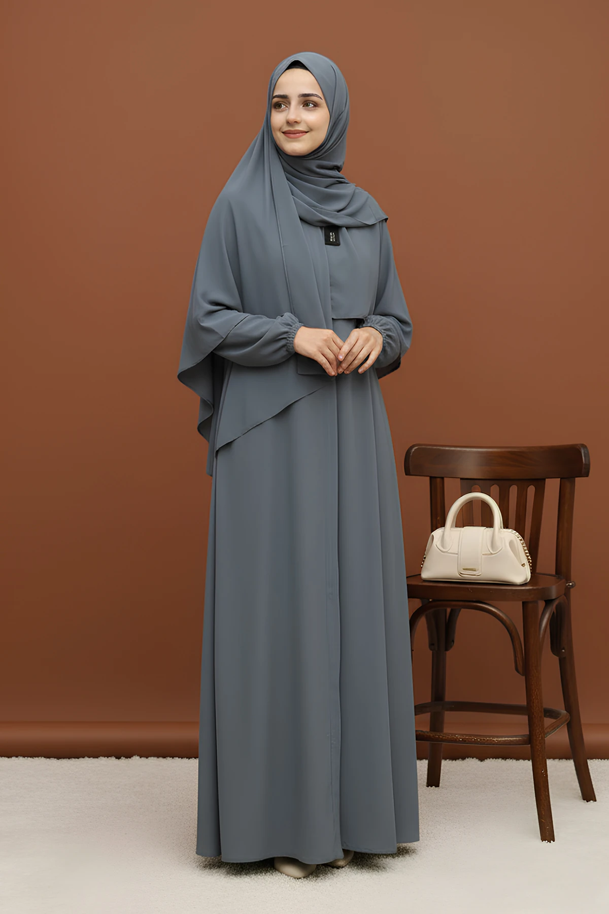 Duru Fermuarlı Medine Ferace - Soft Yeşil