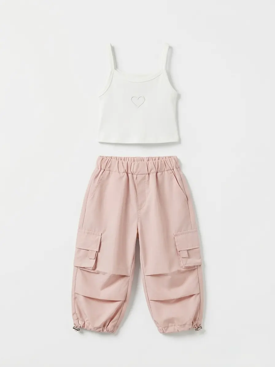 Pembe Paraşüt Crop Takım – görsel 1