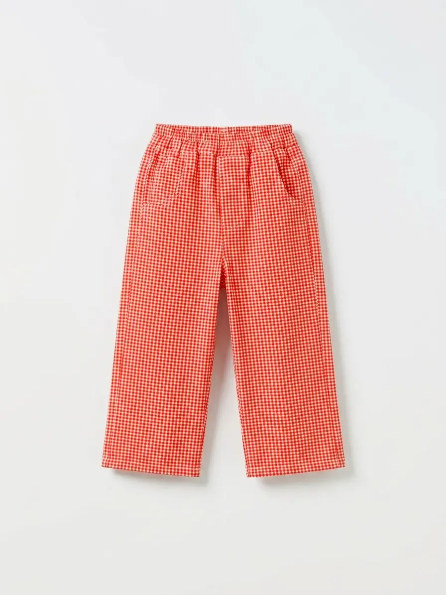 Kırmızı Pötikare Bol Paça Pantolon – görsel 1