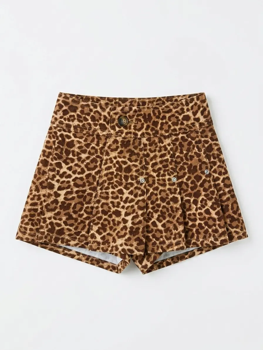 Leopar Desenli Şort Etek – görsel 1