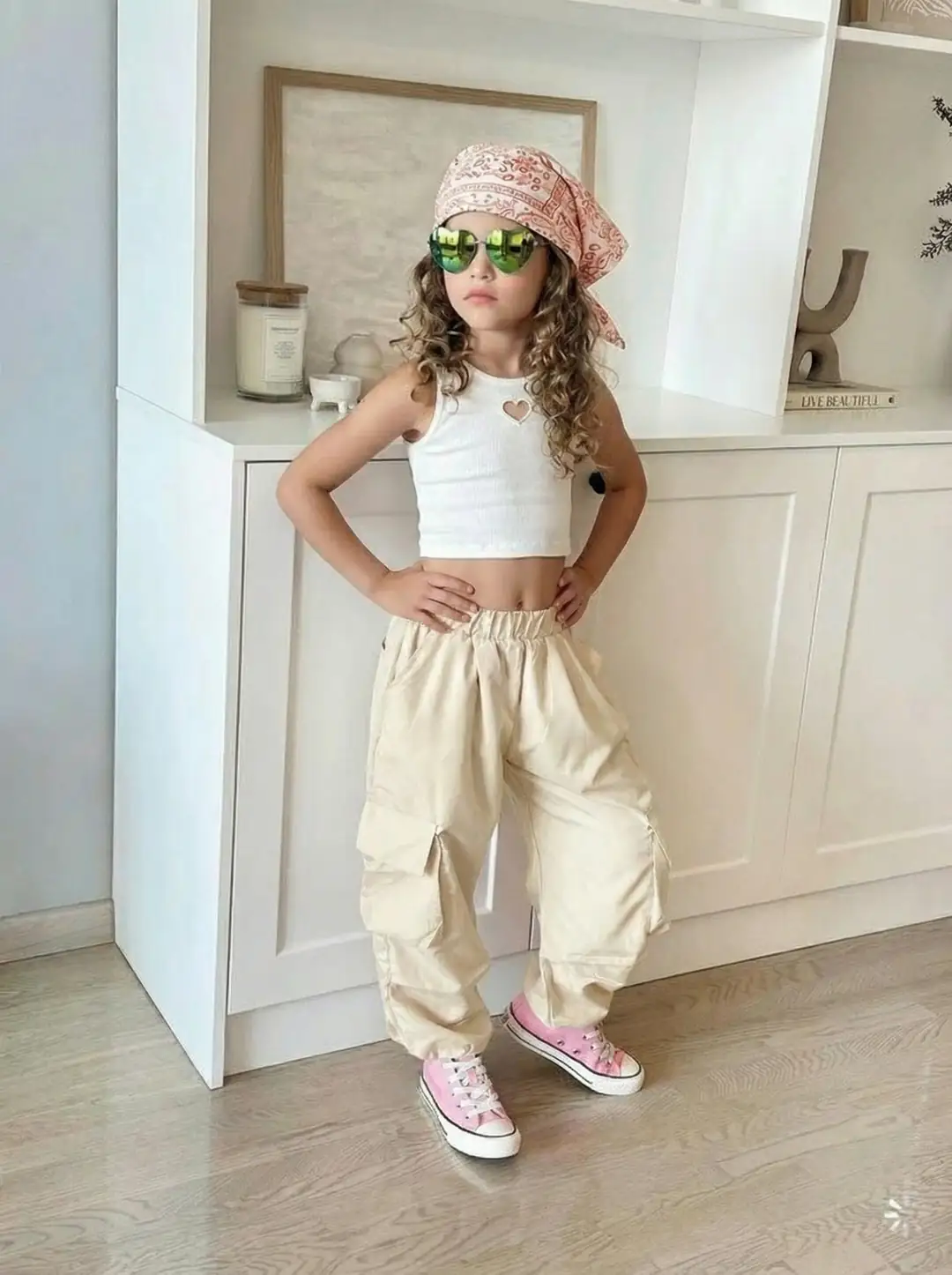 Bej Paraşüt Crop Takım – görsel 2