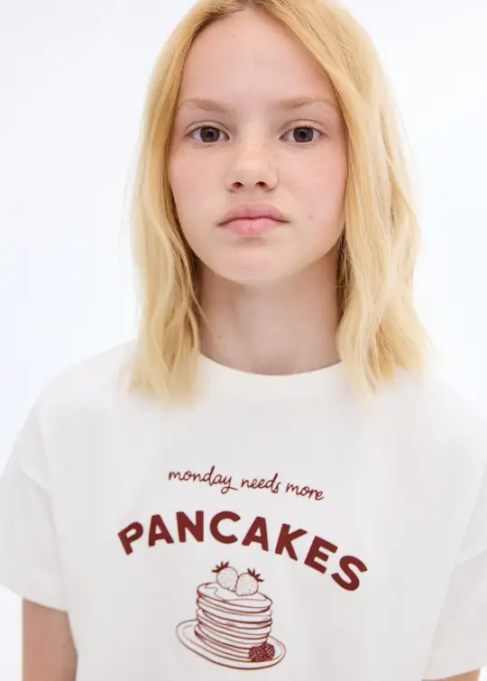 Pancakes Baskılı Crop Tişört – görsel 2