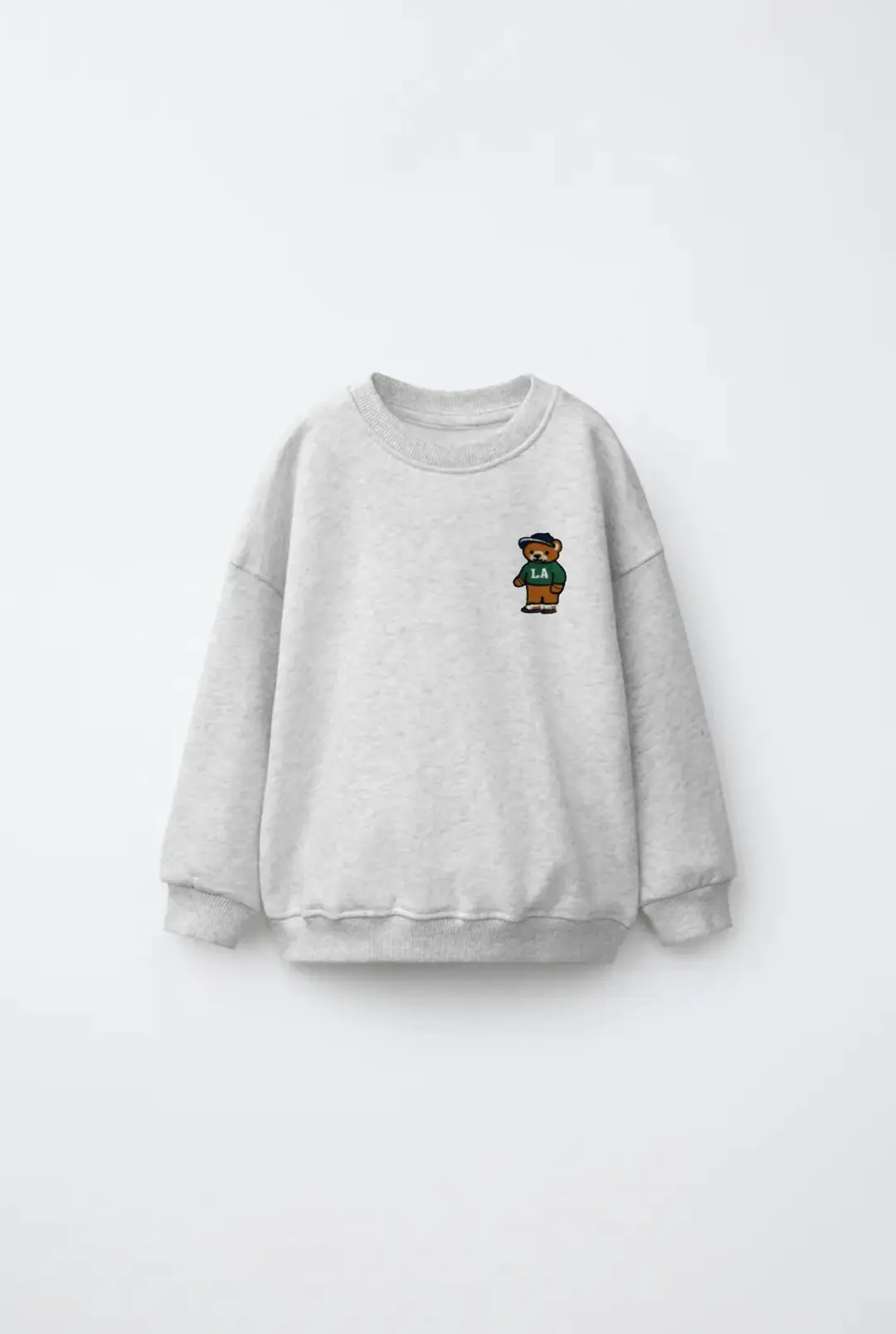 Gri Ayıcık Nakışlı Sweatshirt – görsel 1