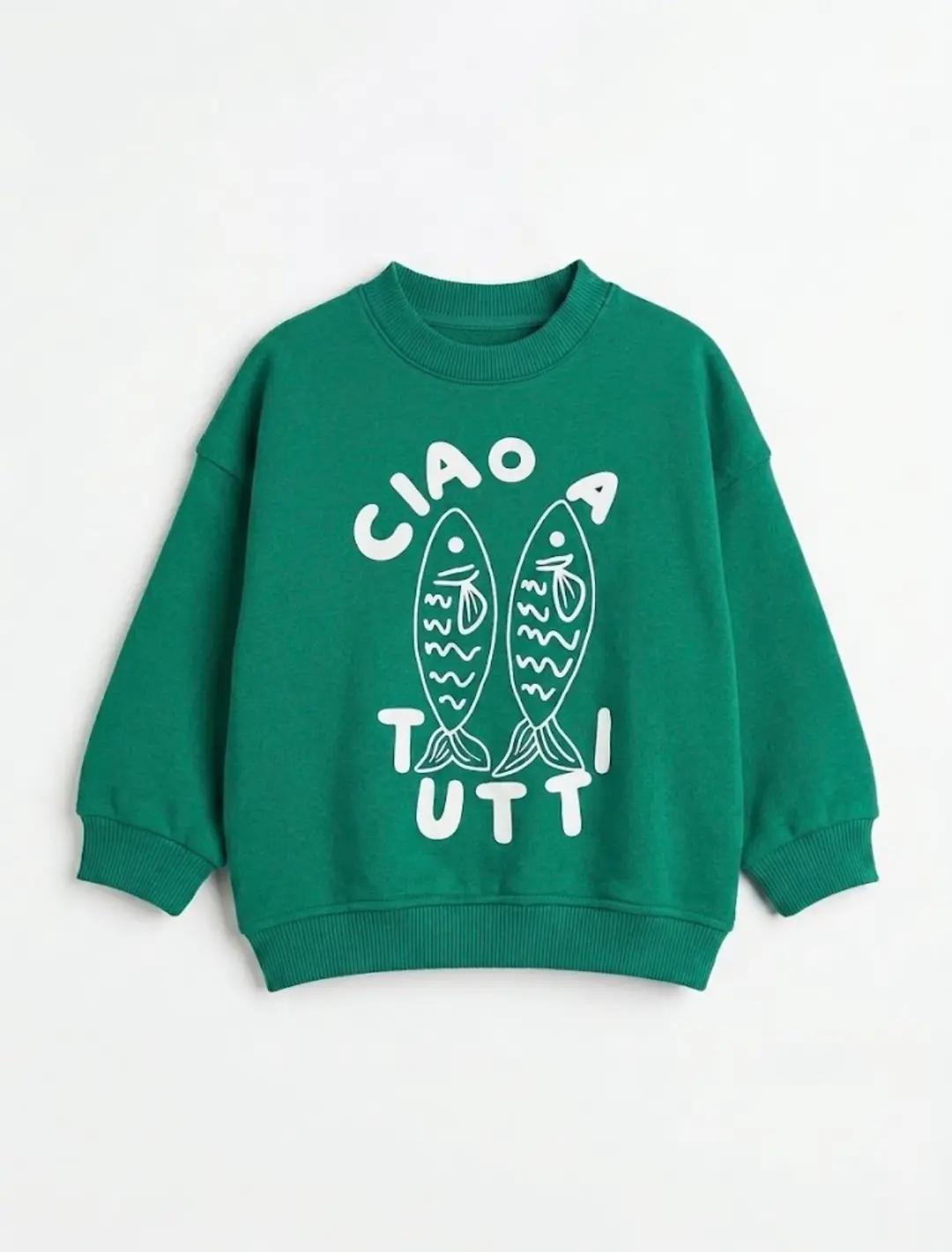 Yeşil Ciao a Tutti Baskılı Sweatshirt – görsel 1