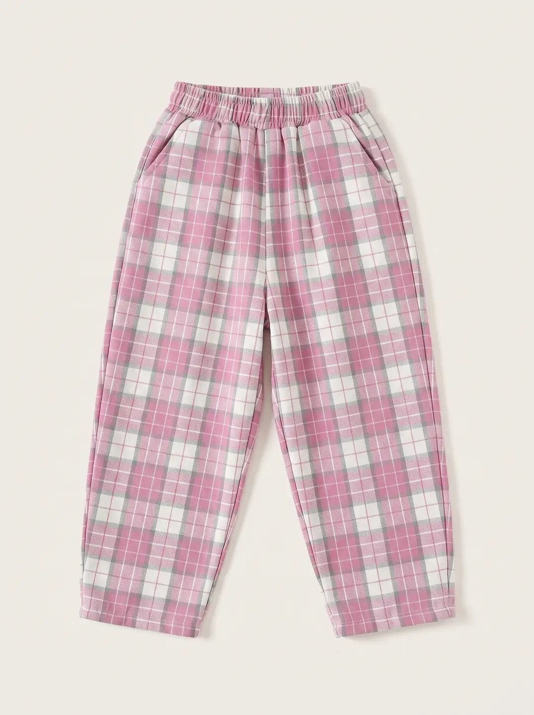 Pembe Kareli Balon Paça Pantolon – görsel 2