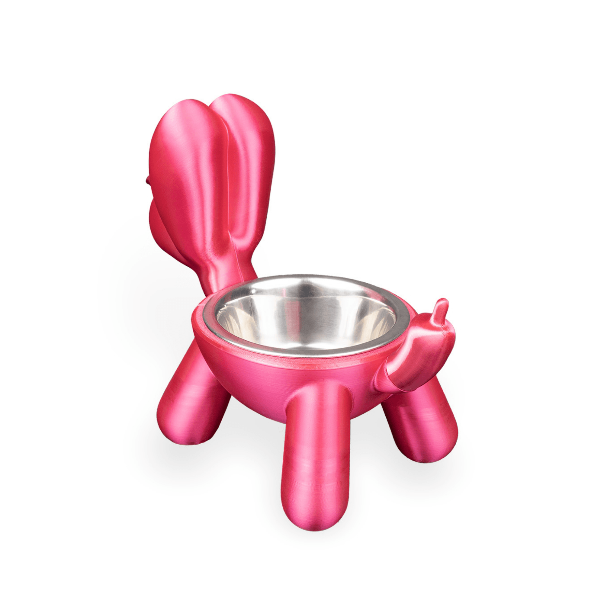 Balon Köpek Mama Kabı – Modern Sanat Esintili, Pembe Renkli Evcil Hayvan Aksesuarı