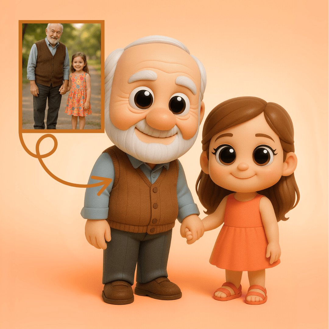 Büyükbaba & Torun Figürü - Kişiye Özel 3D Figür