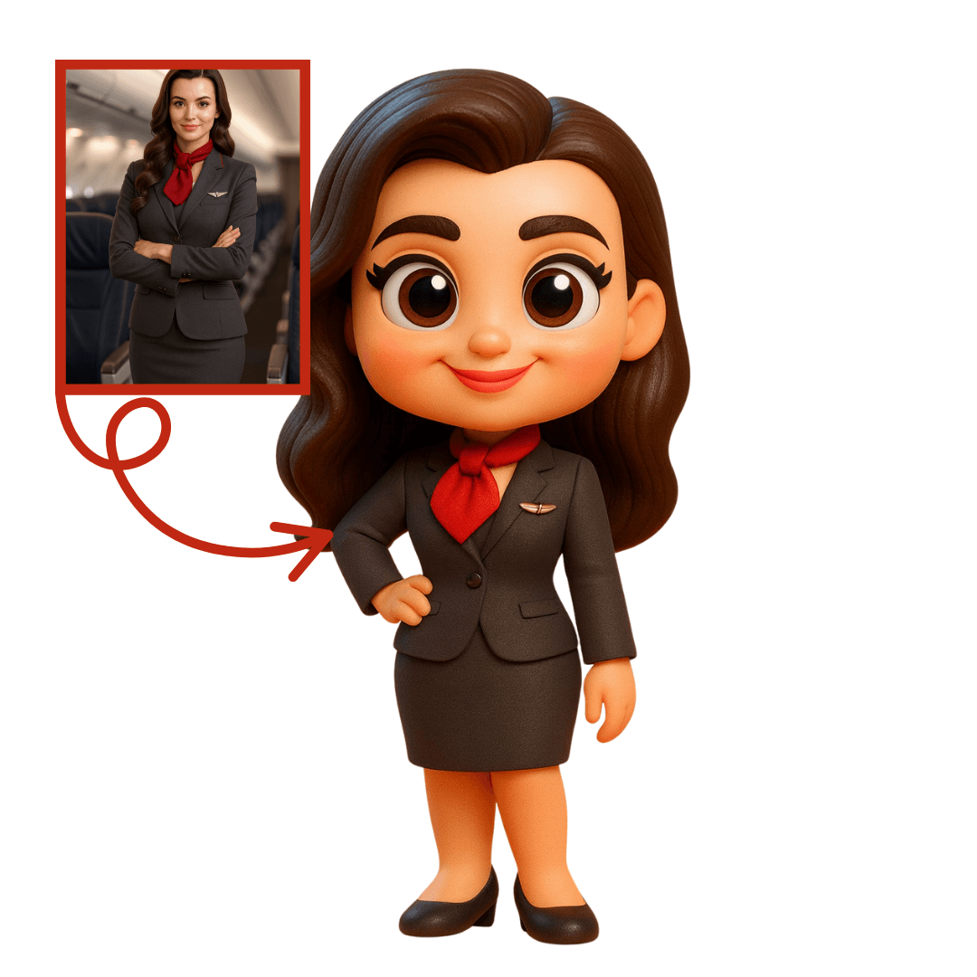 Kabin Görevlileri İçin Kişiye Özel 3D Figür - Karikatür Tarzı Figür
