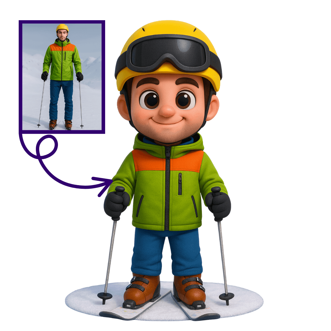 Kayakçılar İçin Kişiye Özel 3D Figür - Karikatür Tarzı Oyuncak