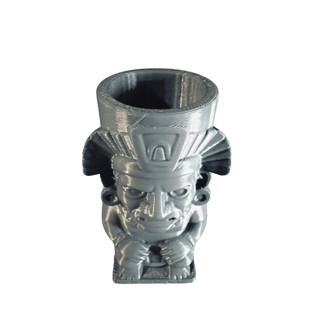 Aztek Totem Vazo – Çok Amaçlı Masaüstü Saksı ve Kalemlik