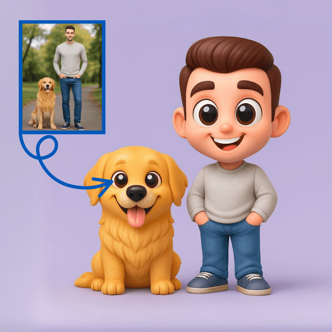 Köpek Dostları İçin Kişiye Özel 3D Figür - Karikatür Tarzı Oyuncak