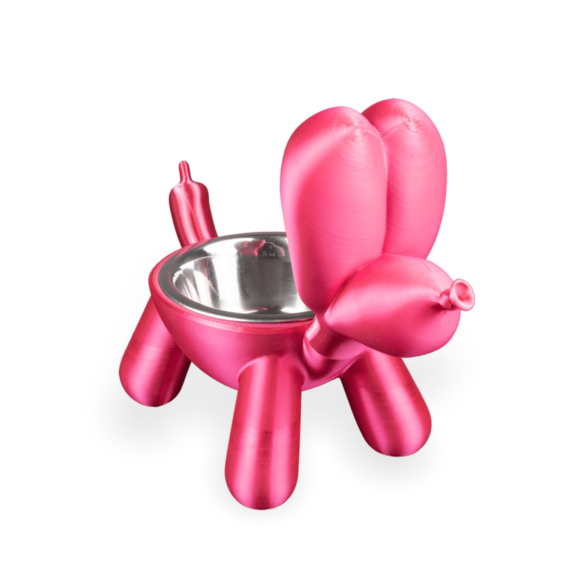 Balon Köpek Mama Kabı – Modern Sanat Esintili, Pembe Renkli Evcil Hayvan Aksesuarı
