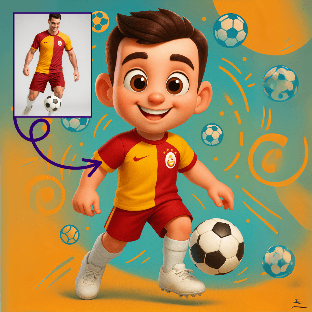 Kişiye Özel Karikatürize 3D Galatasaray Futbolcu Figürü – PixarFunko Tarzı
