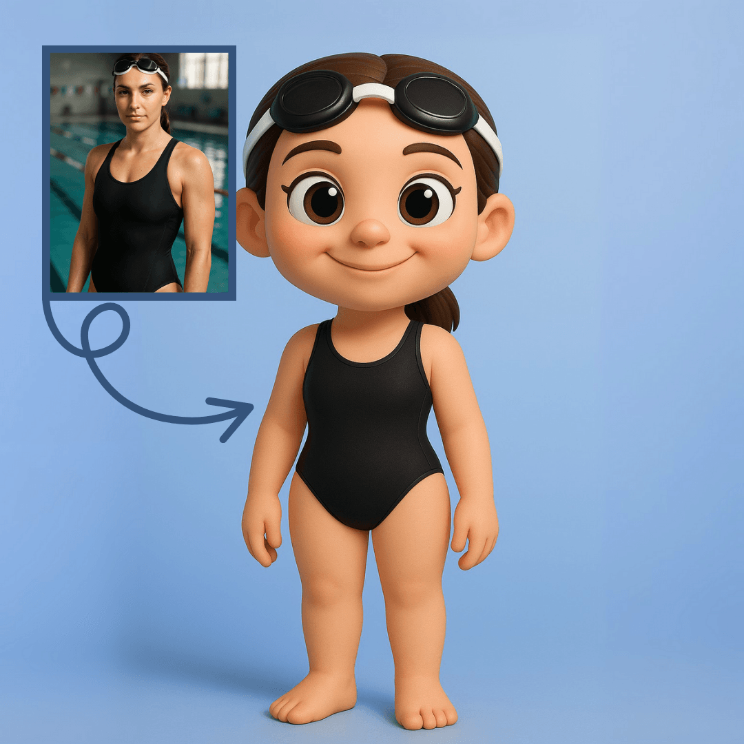 Yüzücüler İçin Kişiye Özel 3D Figür - Karikatür Tarzı Figür