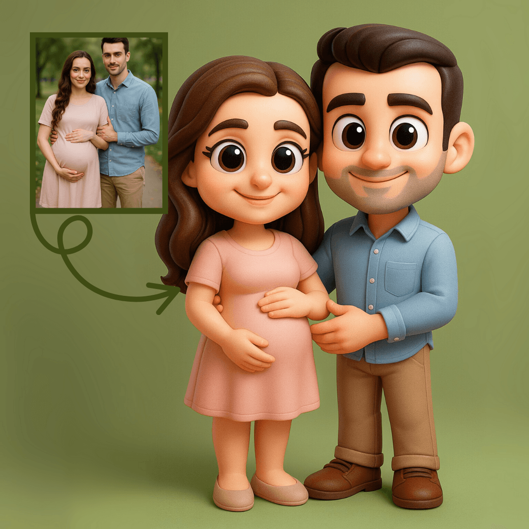 Hamile Anne & Baba Figürü - Kişiye Özel 3D Figür