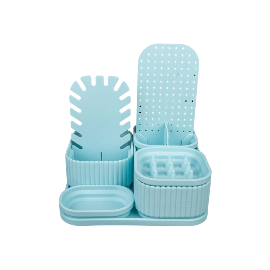 Mavi Takı ve Makyaj Düzenleyici - Çok Bölmeli Organizer