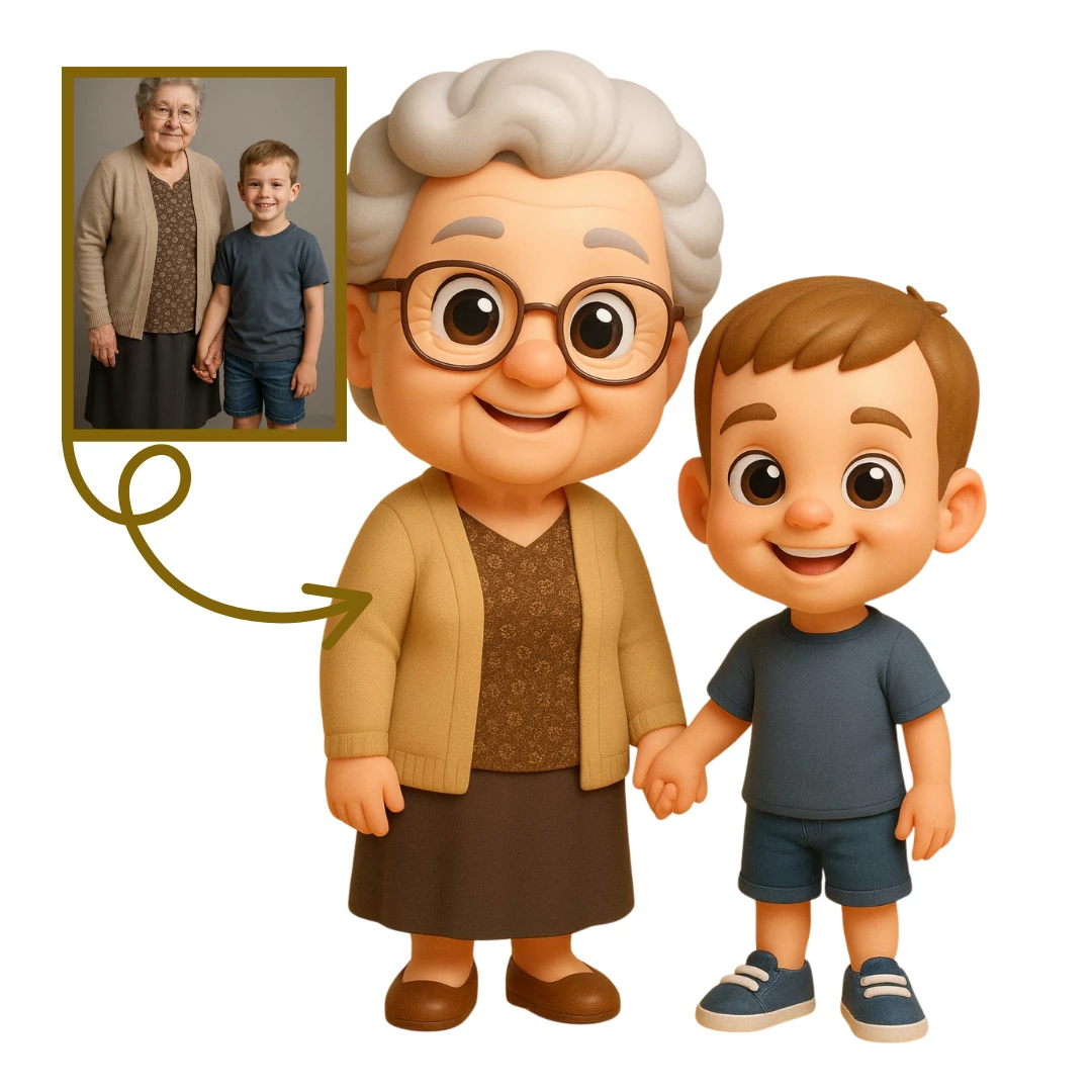 Büyükanne & Torun Figürü - Kişiye Özel 3D Figür