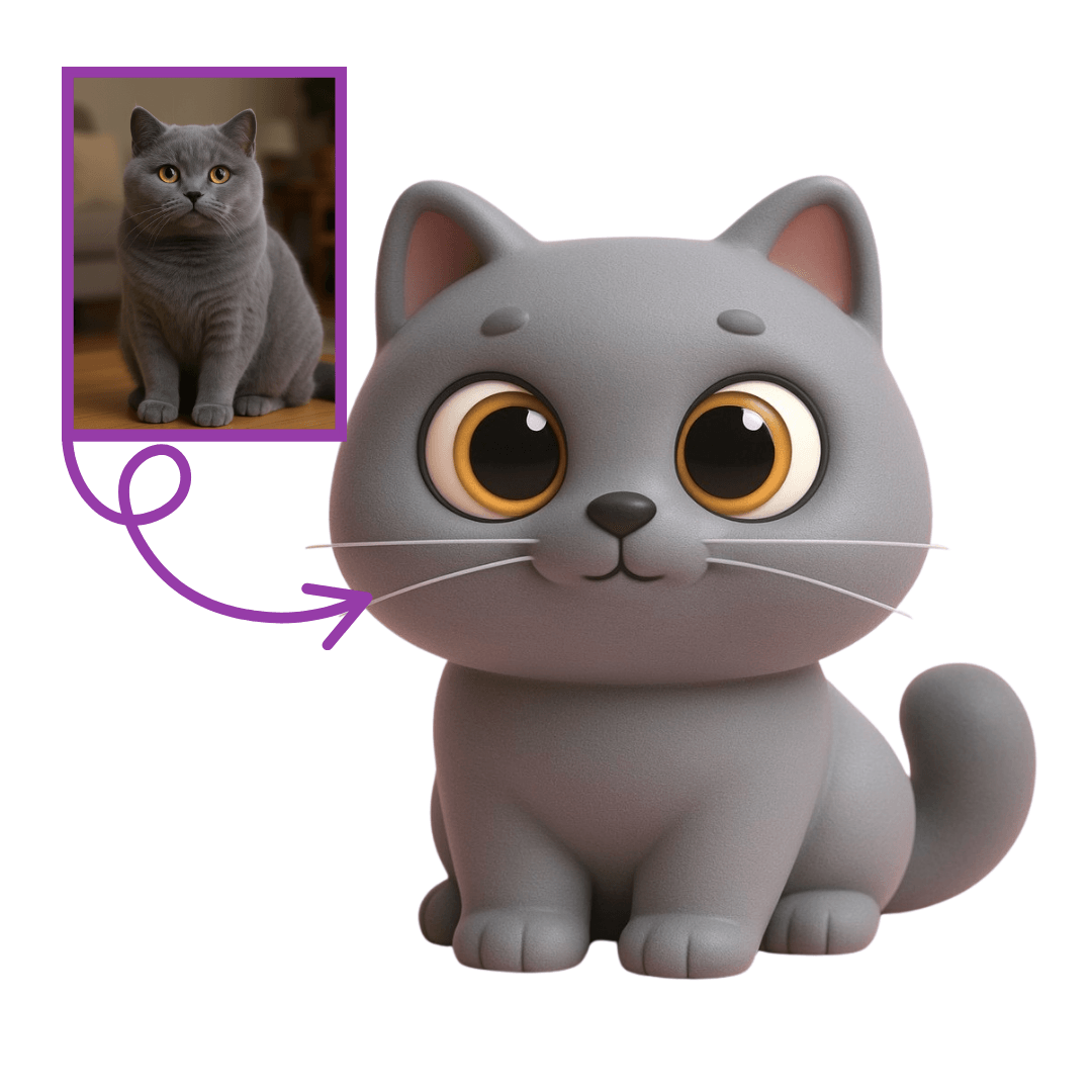 British Shorthair Kedi Figürü - Kişiye Özel 3D Figür
