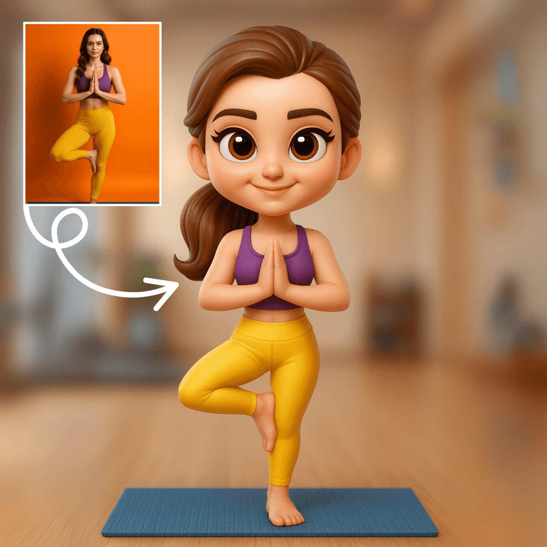 Kişiye Özel Pixar Tarzı Yoga Pozu Funko Pop 3D Figür