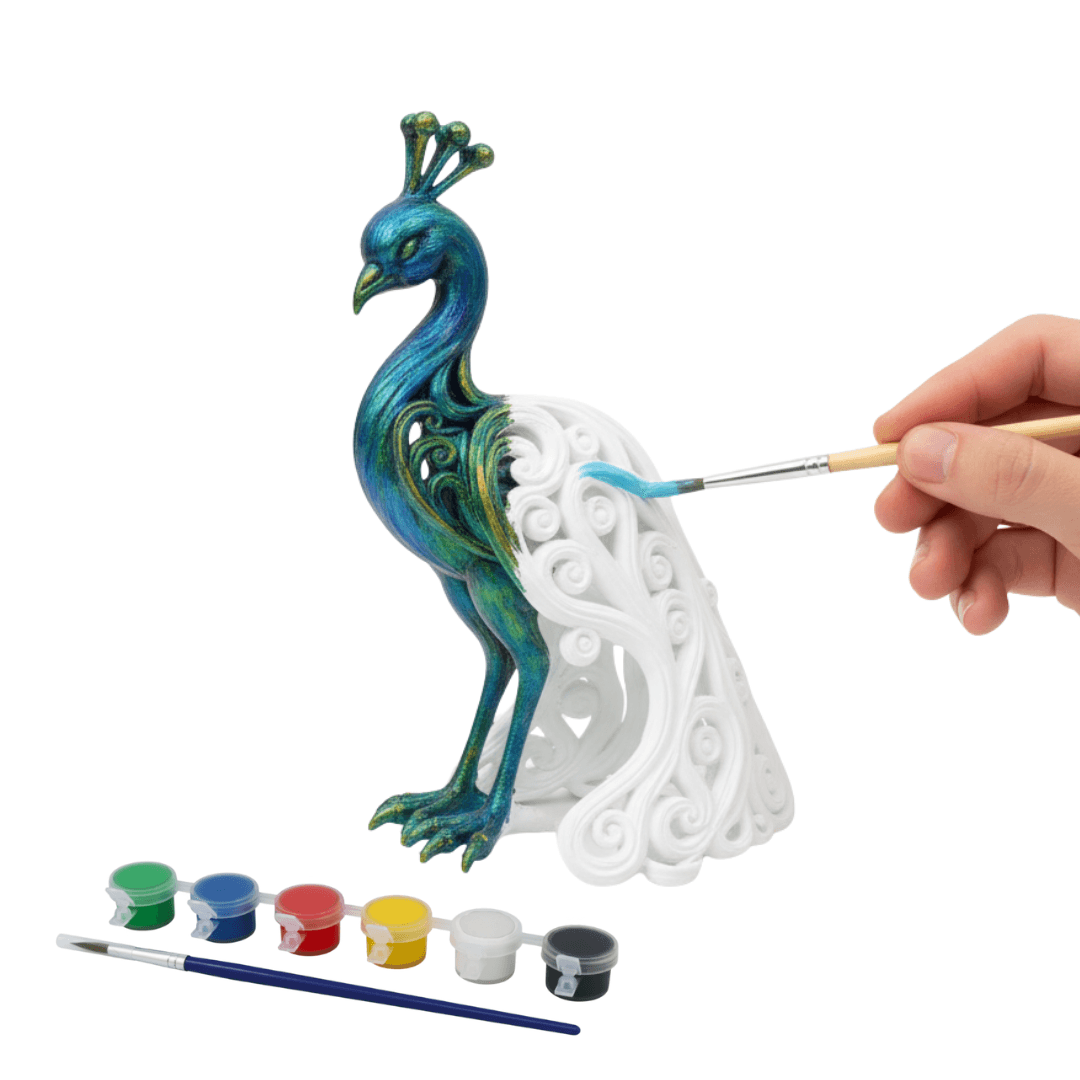 Tavus Kuşu Figürü - Boyanabilir 3D Figür