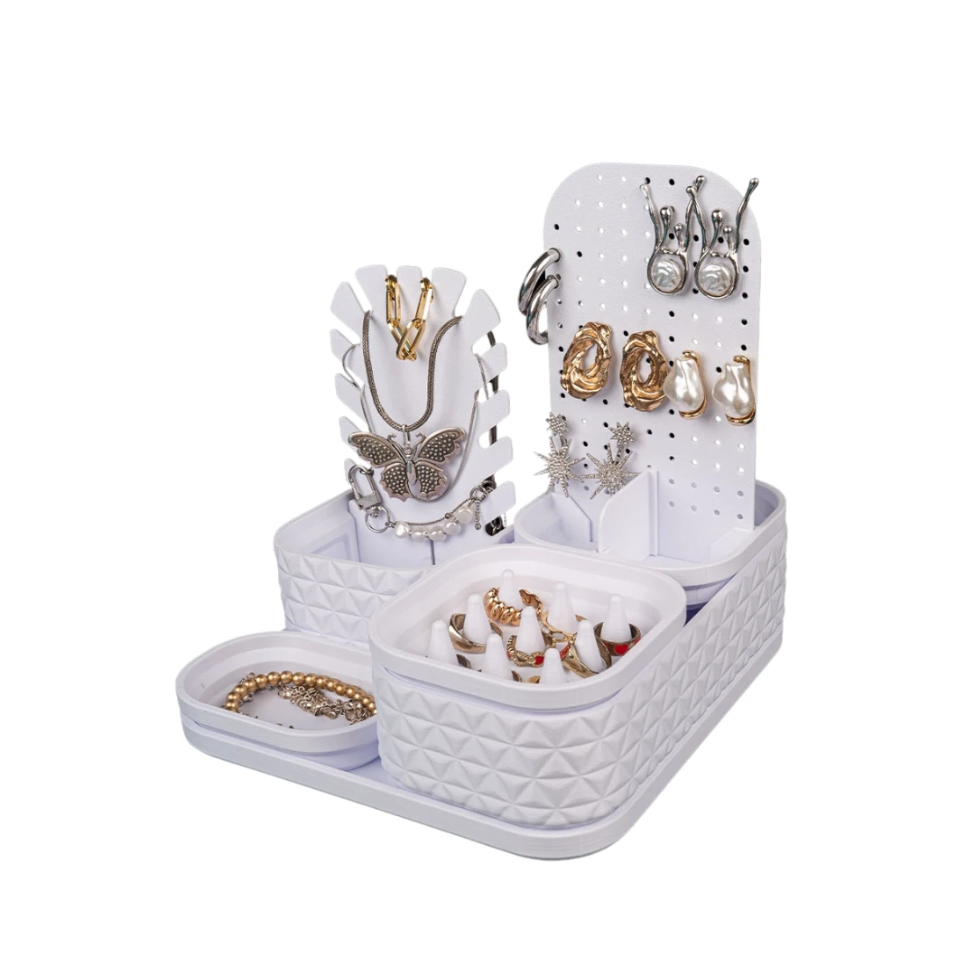 Beyaz Takı ve Makyaj Düzenleyici - Çok Bölmeli Organizer