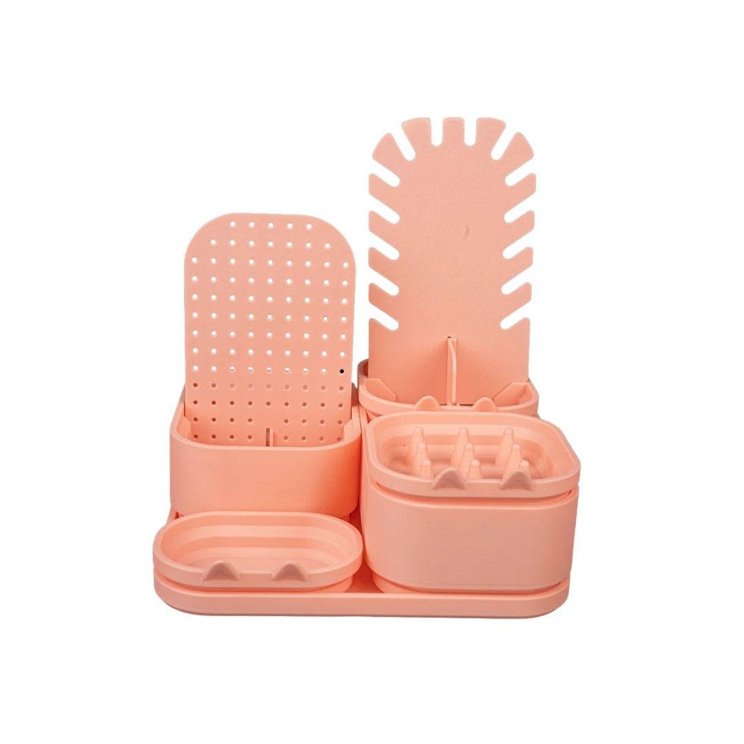 Pembe Takı ve Makyaj Düzenleyici - Çok Bölmeli Organizer