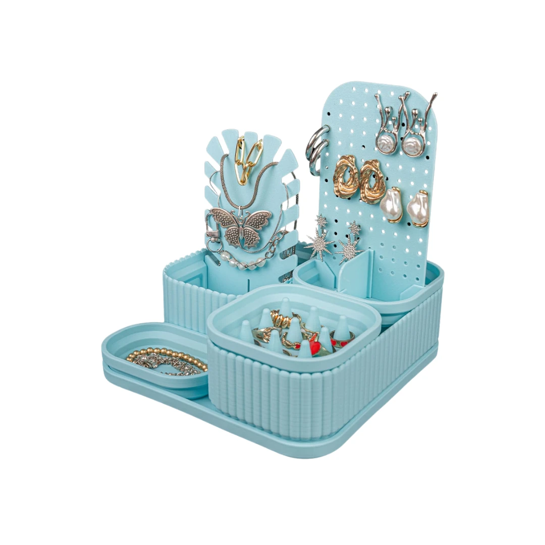 Mavi Takı ve Makyaj Düzenleyici - Çok Bölmeli Organizer