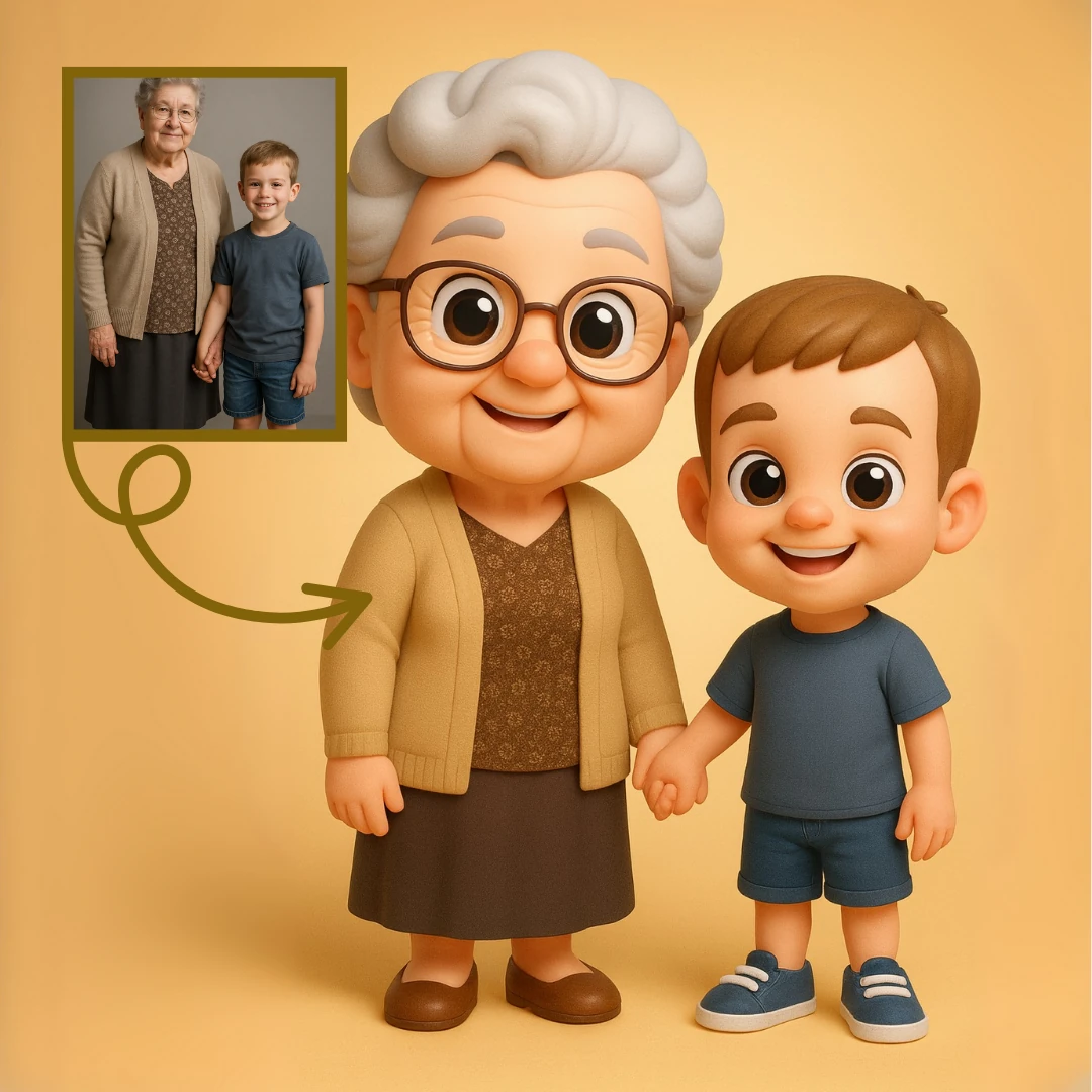 Büyükanne & Torun Figürü - Kişiye Özel 3D Figür
