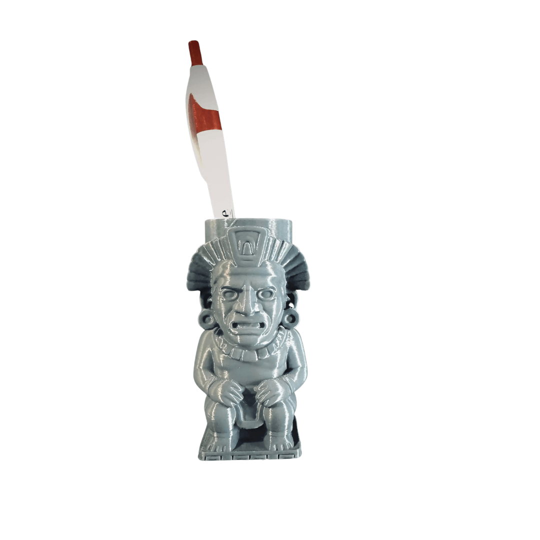 Aztek Totem Vazo – Çok Amaçlı Masaüstü Saksı ve Kalemlik
