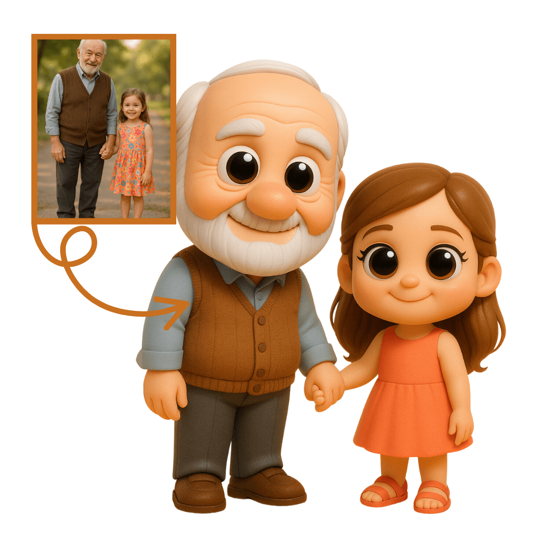 Büyükbaba & Torun Figürü - Kişiye Özel 3D Figür