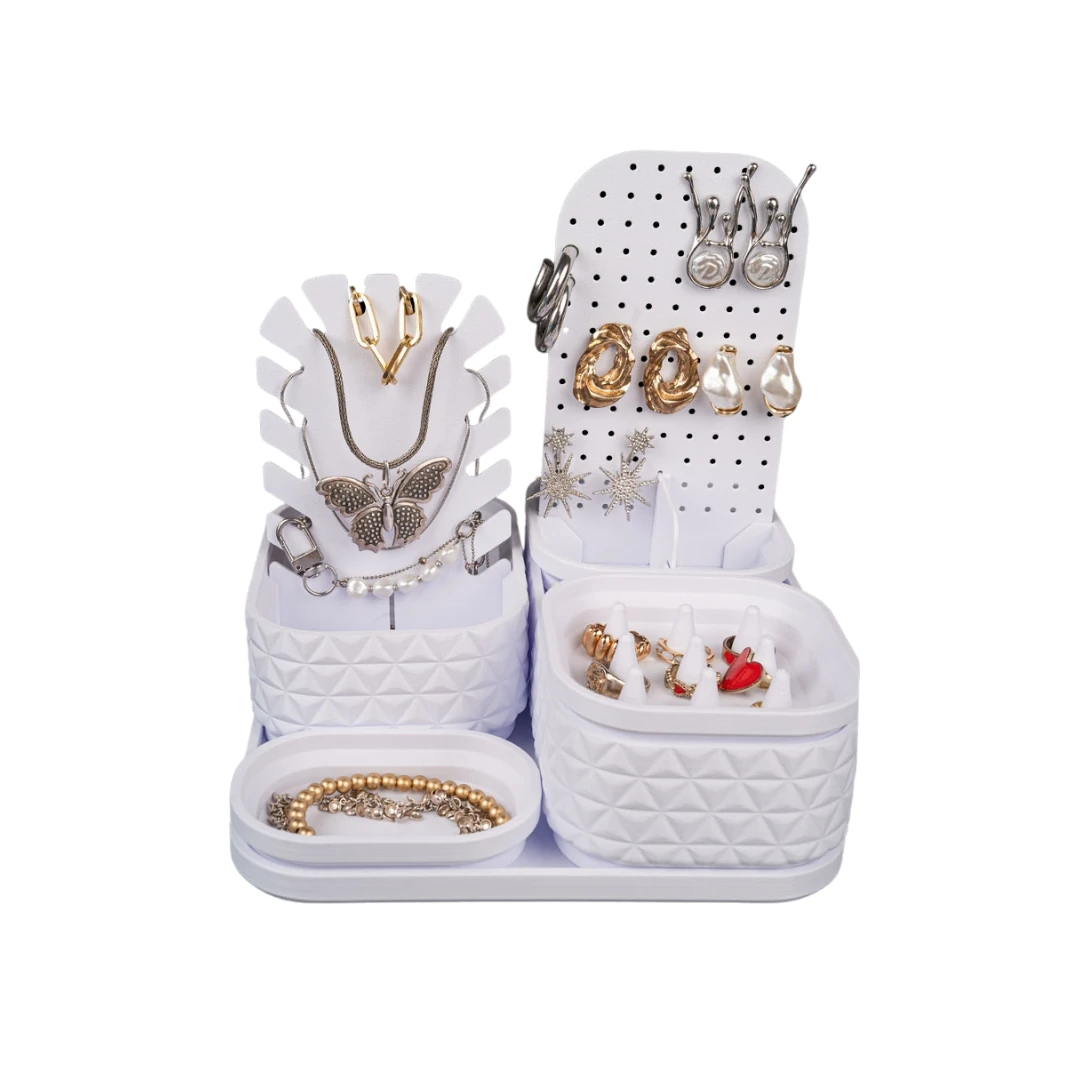 Beyaz Takı ve Makyaj Düzenleyici - Çok Bölmeli Organizer