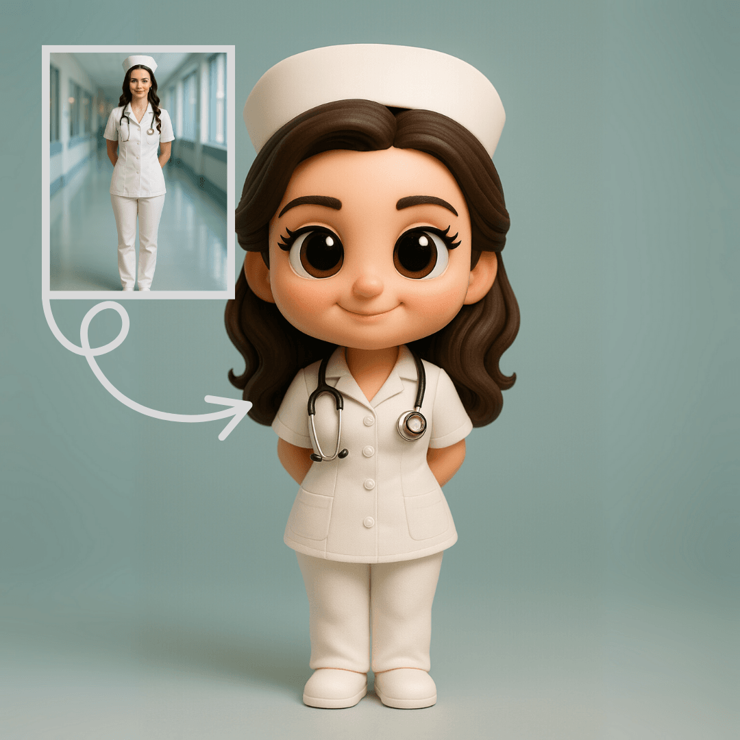 Hemşireler İçin Kişiye Özel 3D Figür - Karikatür Tarzı Oyuncak