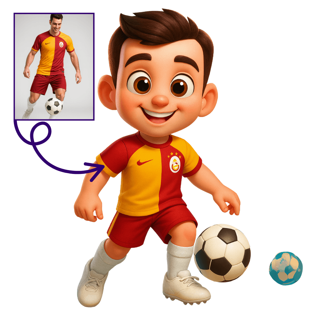 Kişiye Özel Karikatürize 3D Galatasaray Futbolcu Figürü – PixarFunko Tarzı