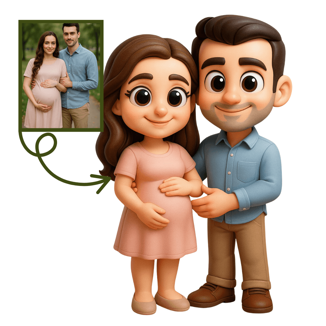 Hamile Anne & Baba Figürü - Kişiye Özel 3D Figür