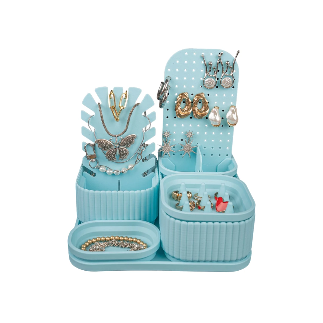 Mavi Takı ve Makyaj Düzenleyici - Çok Bölmeli Organizer