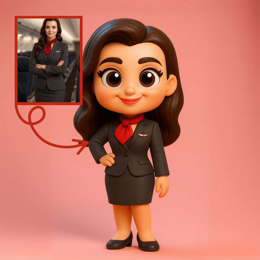 Kabin Görevlileri İçin Kişiye Özel 3D Figür - Karikatür Tarzı Figür