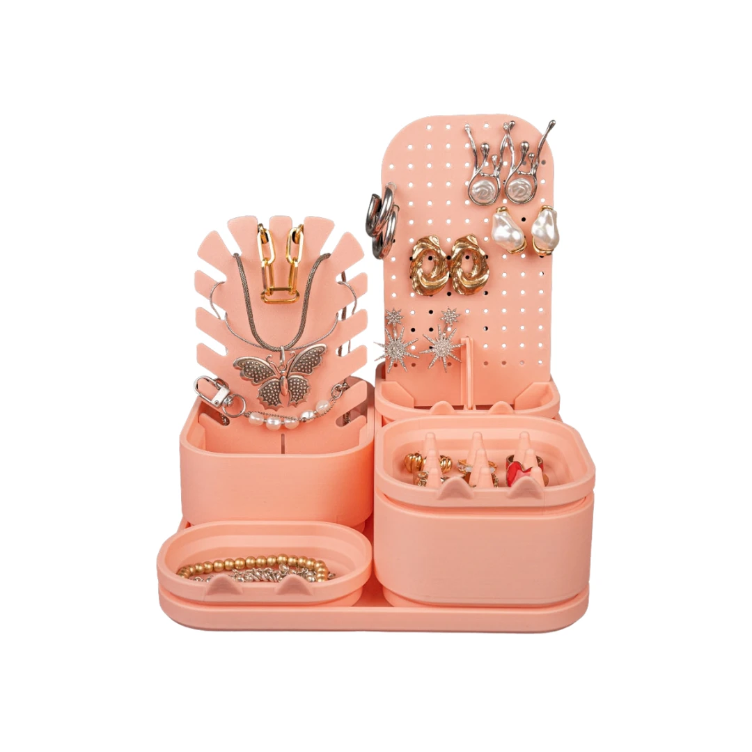 Pembe Takı ve Makyaj Düzenleyici - Çok Bölmeli Organizer