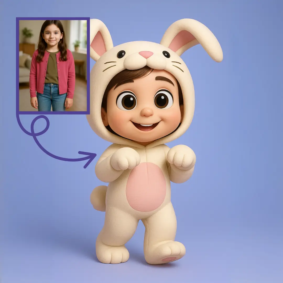 Child Figure Bunny Costume Child Figure - Custom 3D Figure for Children