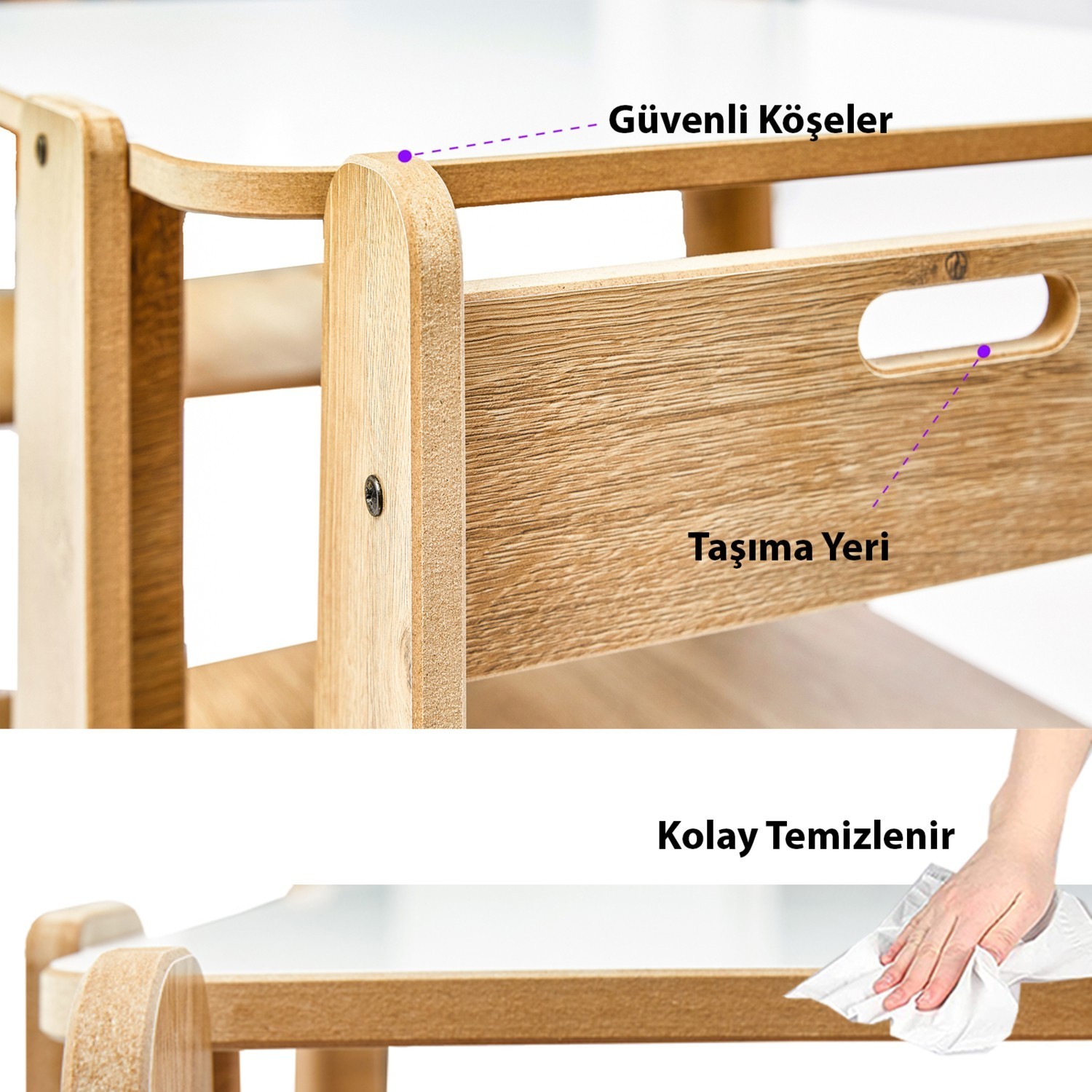 2-4 Yaş Turna Ahşap Montessori Çocuk Oyun, Çalışma ve Aktivite Masası ve Sandalyesi Seti