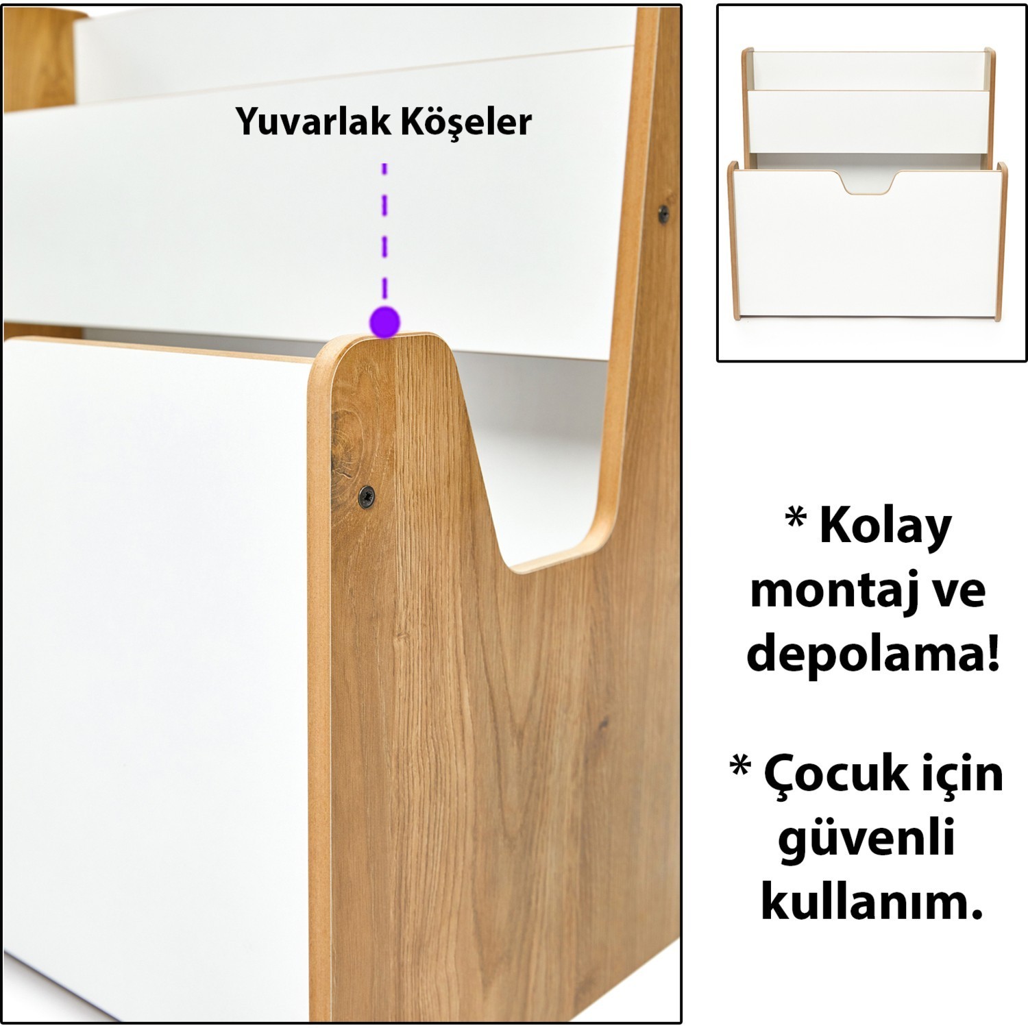 Ahşap 0-4 Yaş Çocuk Çok Amaçlı Montessori Oyuncak Toplama ve Kitaplık Ünitesi