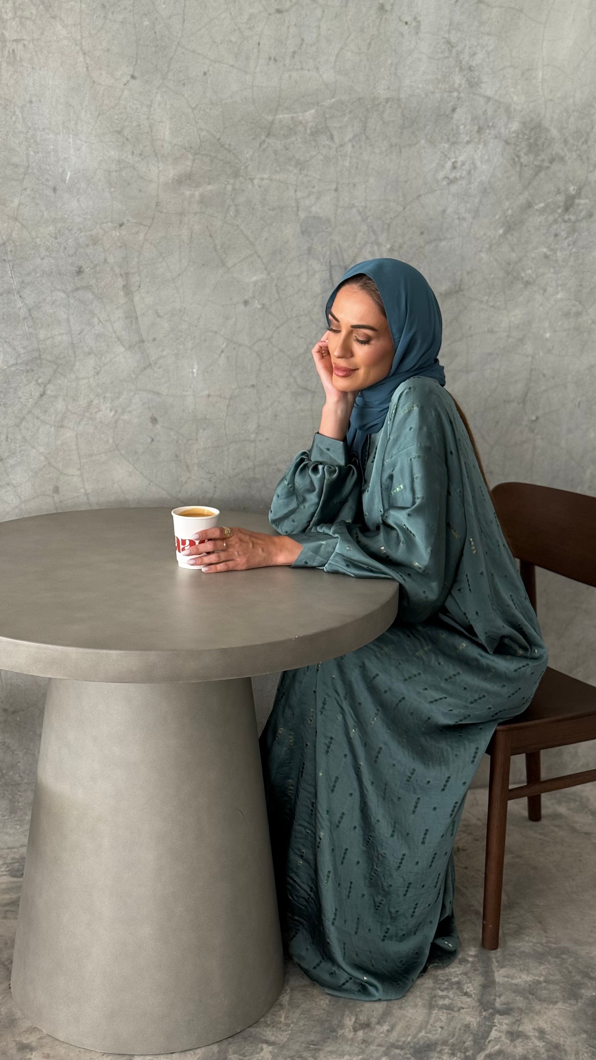 SİLKY ABAYA- Yeşil Renk