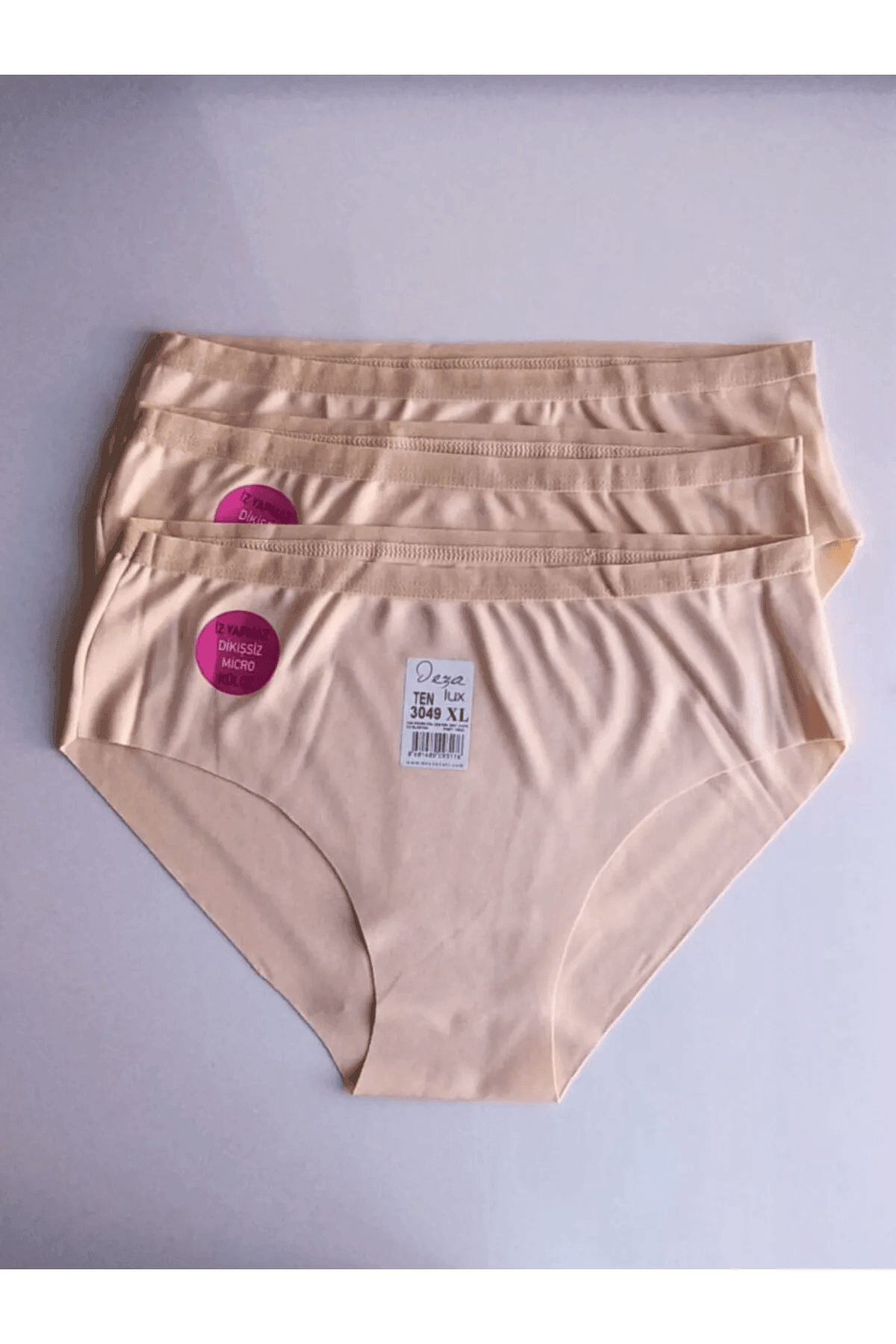 Dezalüx Beli Lastikli Dikişsiz Külot, İzyapmayan Yumuşak Mikro Kumaş, Bikini Külot 3'lü Paket