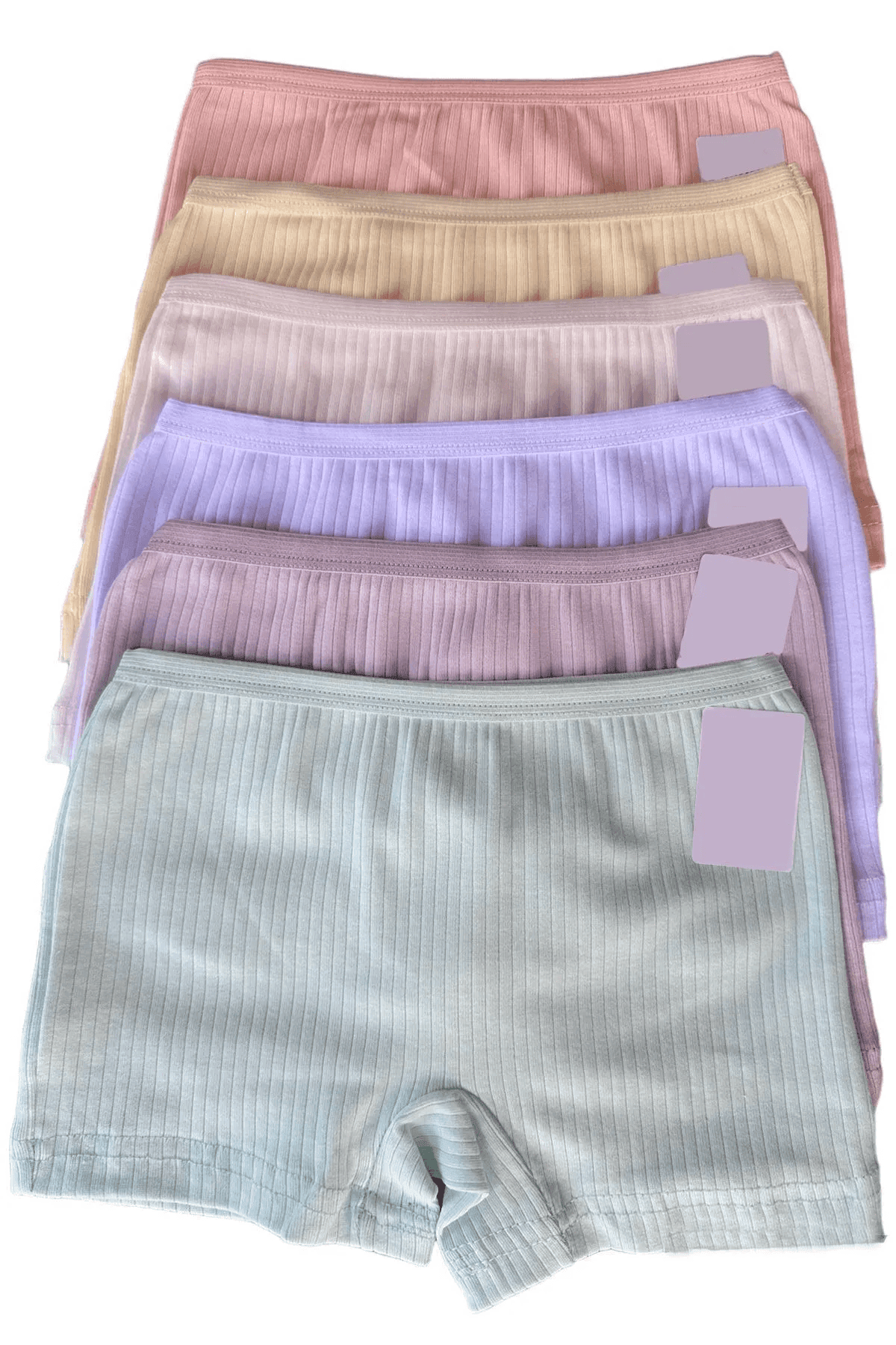 Dondeza 6'lı Pamuklu Kız Çocuk Pastel Renk Fitlli Boxer