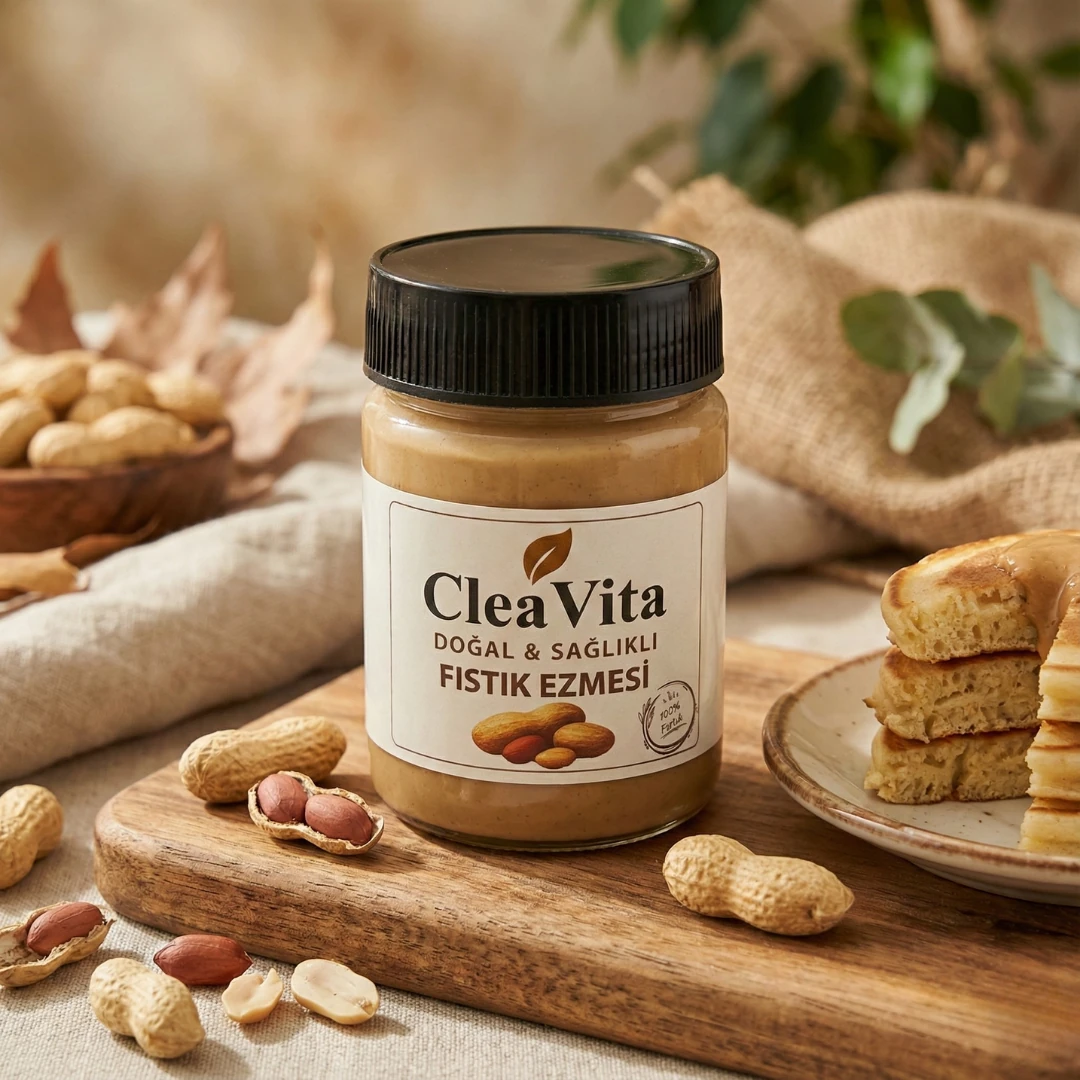 CleaVita %100 Doğal Yer Fıstığı Ezmesi 300 g – Katkısız, Şekersiz, Yüksek Protein