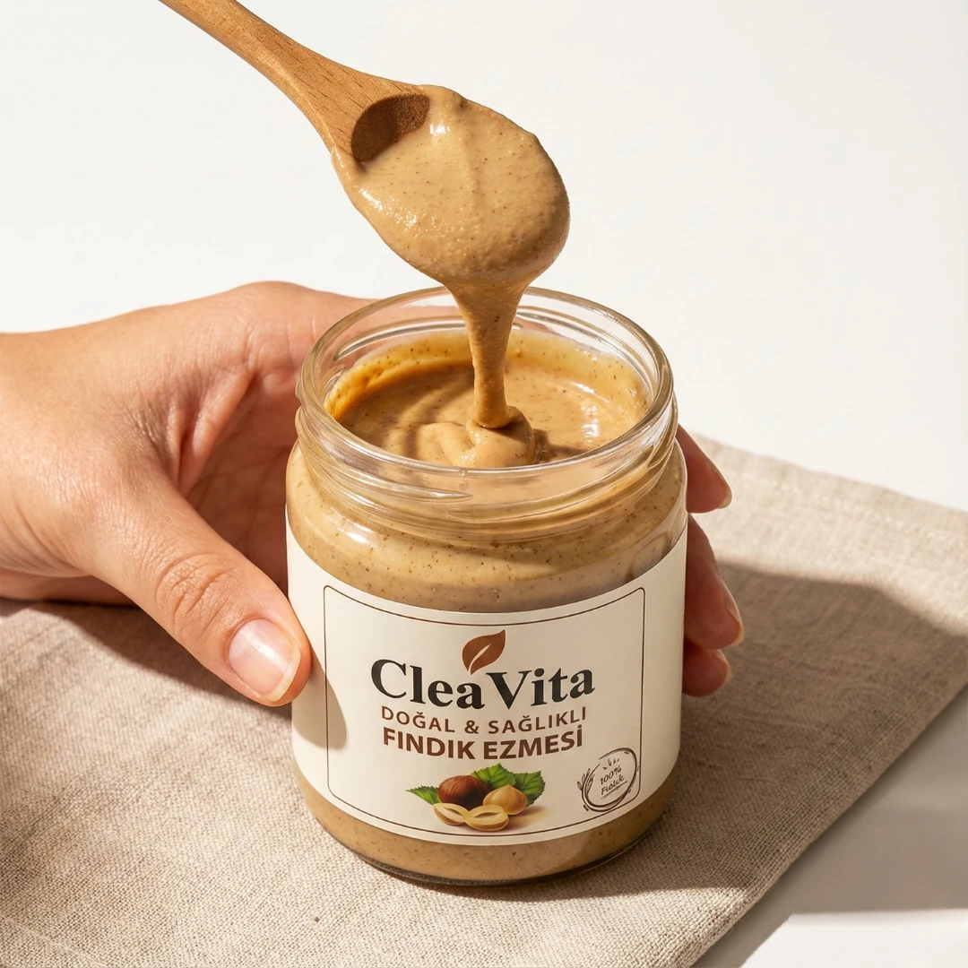 CleaVita %100 Doğal Fındık Ezmesi 300 g – Katkısız, Şekersiz, Saf Giresun Fındığı