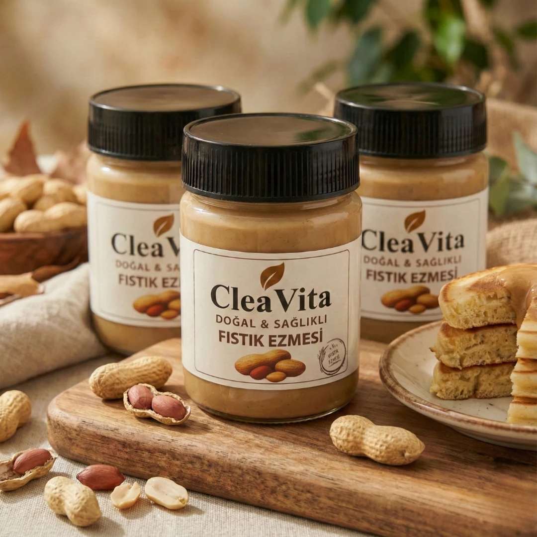 CleaVita 3'lü Paket %100 Doğal Yer Fıstığı Ezmesi 300 g – Katkısız, Şekersiz, Yüksek Protein