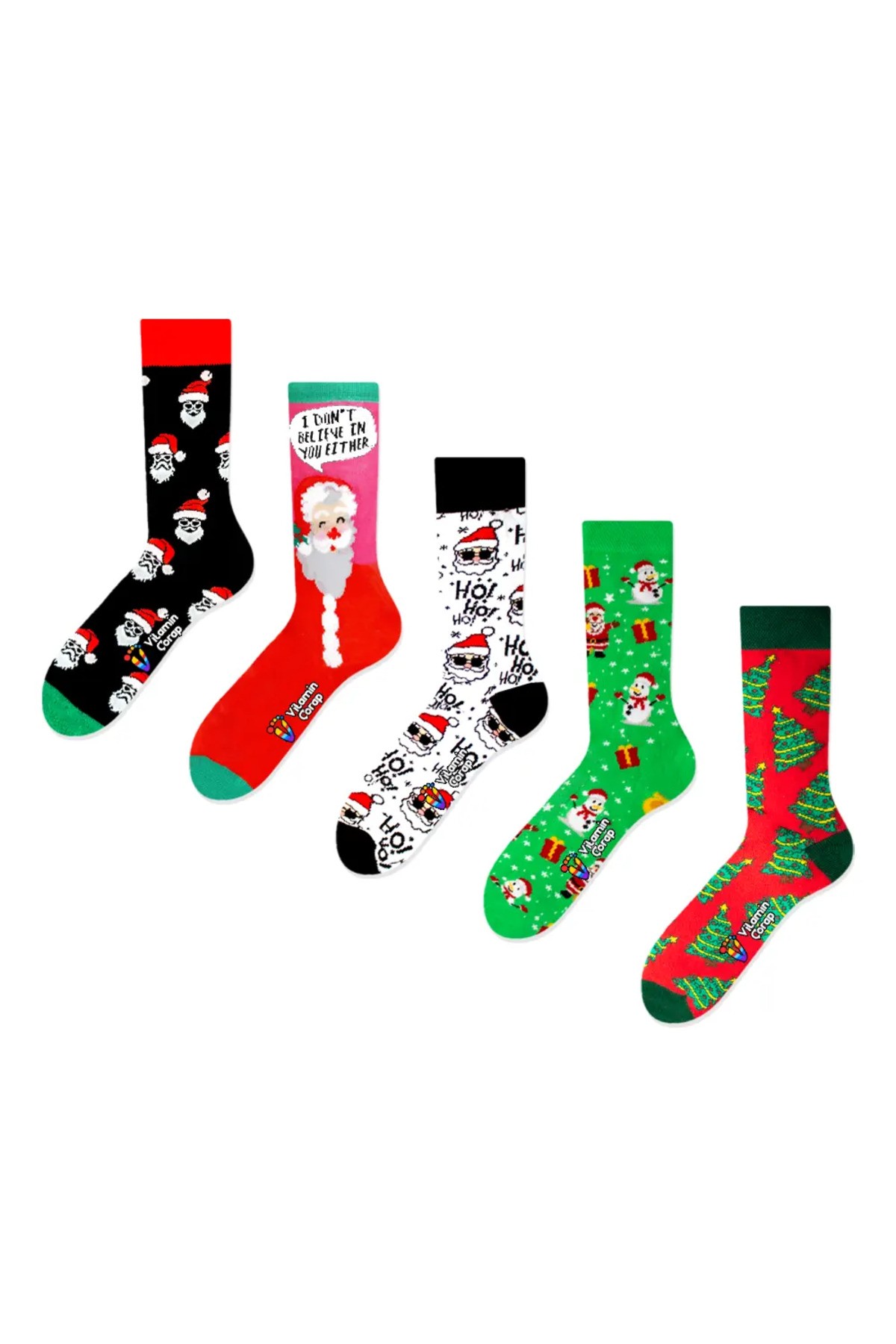 5'li Noel Babalar Renkli Çorap Set