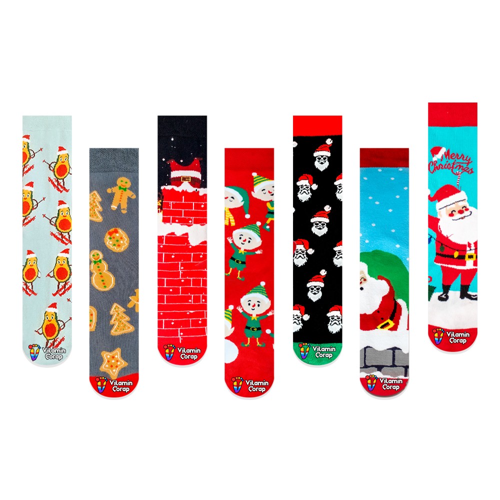 7'li Noel Gecesi Renkli Çorap Set